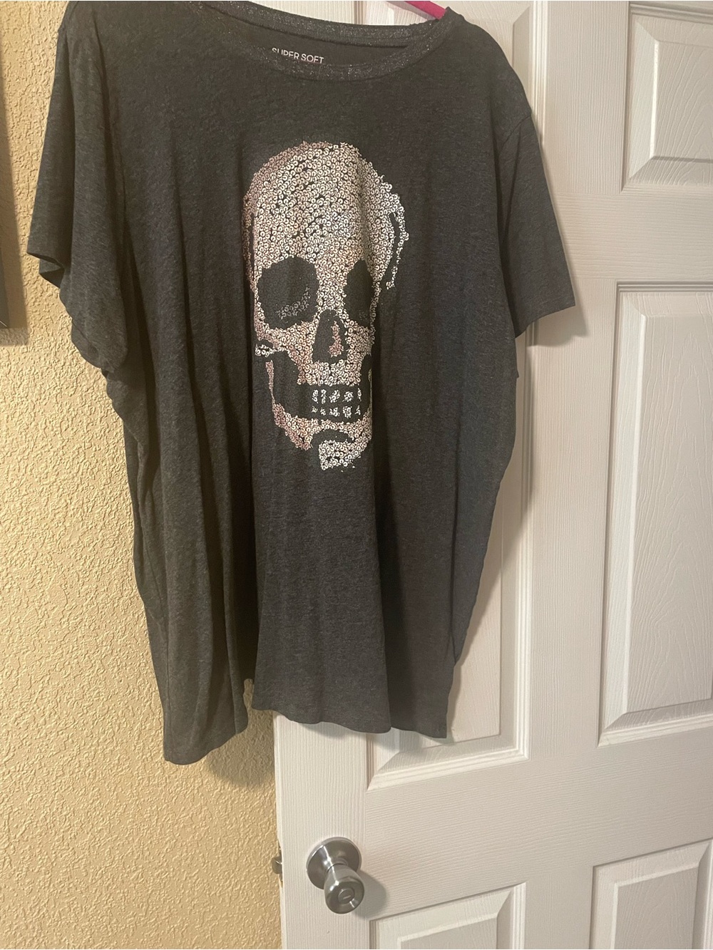 Torrid Charcoal Slub Jersey Tee with Shimmer Trim worn once